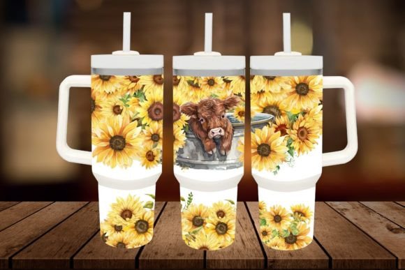 Download Sunflower and Baby Highland Cow 40oz - Premium Bundle