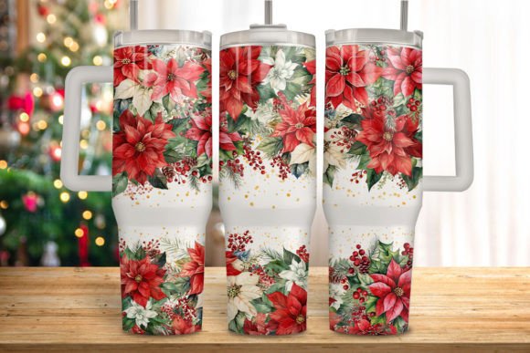 Download Christmas Flowers 40 Oz Quencher Tumbler - Premium Resources