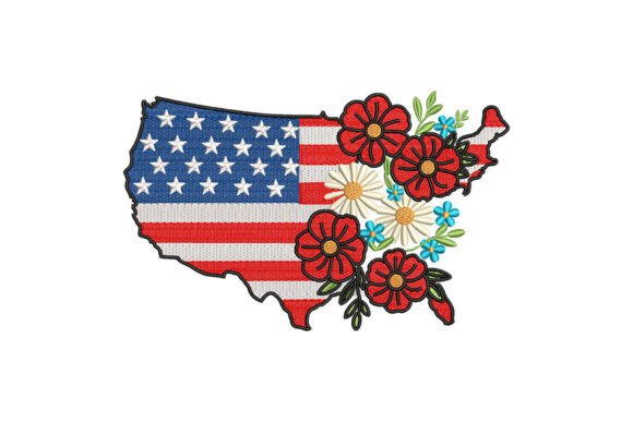 Download USA Map with Patriotic Floral Design - Patriotic floral design Collection